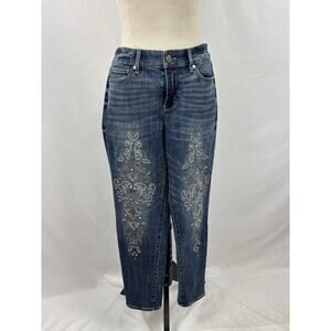 WHBM White House Black Market Girlfriend Mid Rise Embellished Skinny Jeans 2